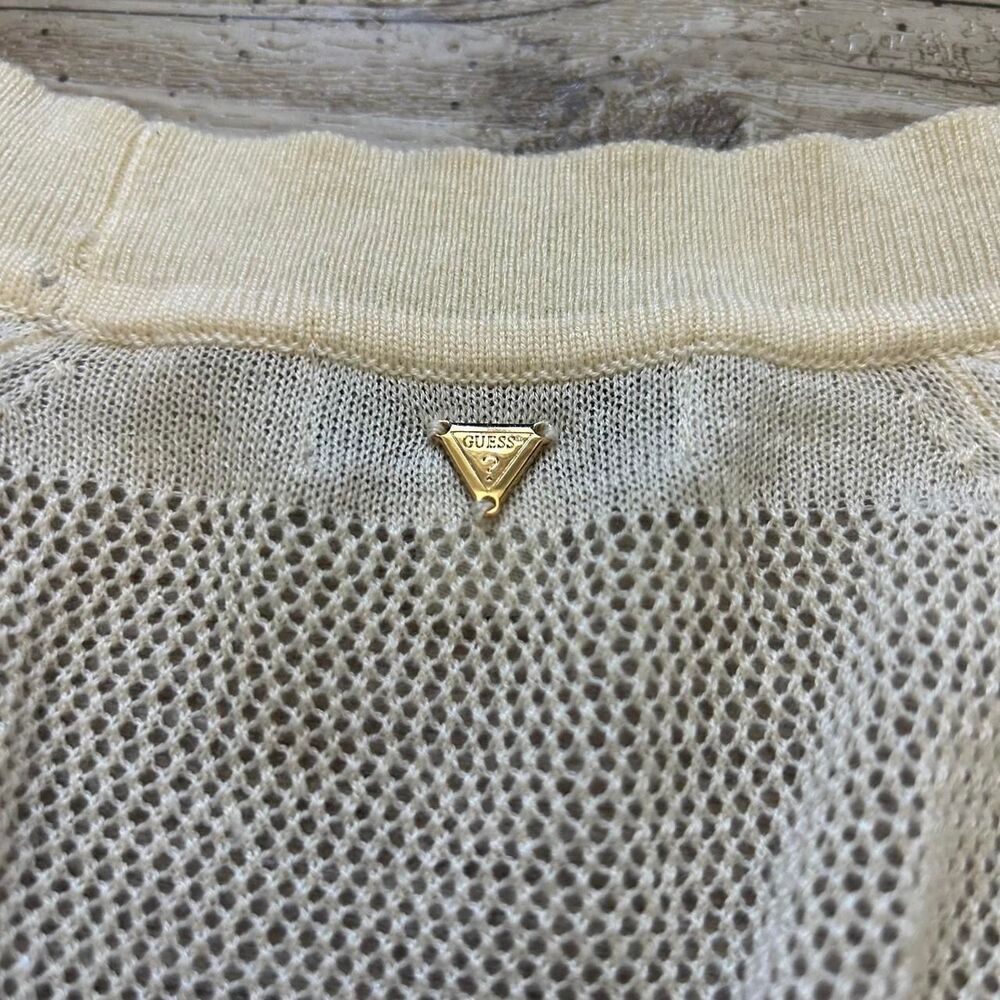 Guess Women's chic summer y2k streetwear cream mesh button up cardigan - Picture 7 of 8